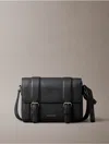 Calvin Klein Men's Leather Flap Messenger Bag In Black