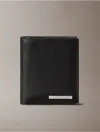 Calvin Klein Men's Leather Logo Plaque Slim Bifold Wallet In Black