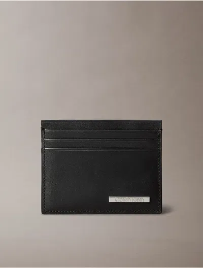 Calvin Klein Men's Leather Logo Plaque Slim Bifold Wallet In Black