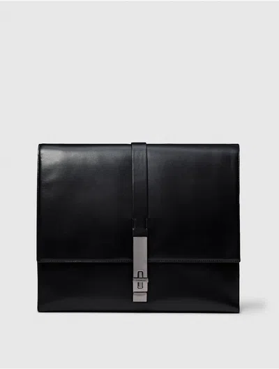 Calvin Klein Men's Leather Messenger Bag In Black