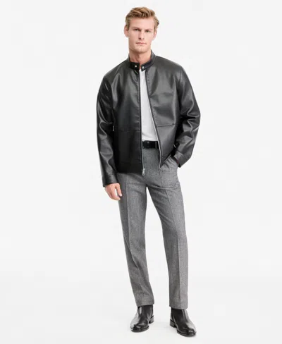 Calvin Klein Men's Leather Moto Jacket In Black