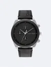 Calvin Klein Men's Leather Strap Chronograph Watch In Black