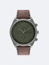 Calvin Klein Men's Leather Strap Chronograph Watch In Green