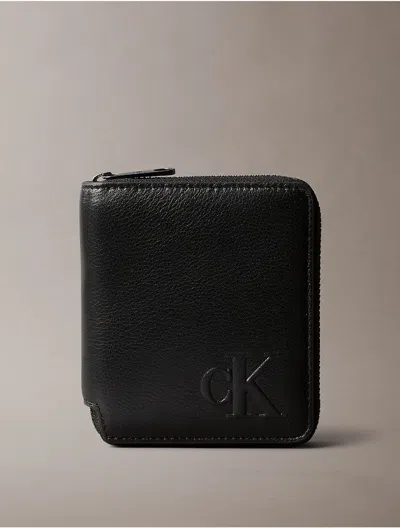 Calvin Klein Men's Leather Zip Bifold Wallet In Black