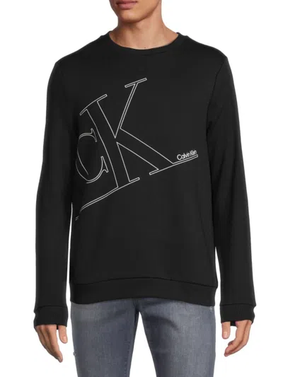 Calvin Klein Men's Linear Logo Sweatshirt In Black Beau