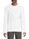 Calvin Klein Men's Linear Logo Sweatshirt In Brilliant White