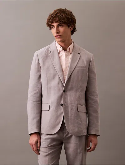Calvin Klein Men's Linen Blend Classic Blazer In Gray