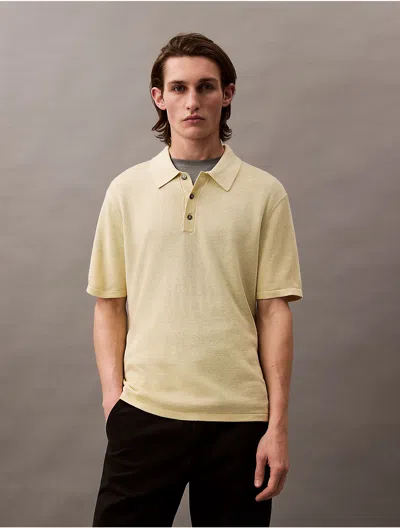 Calvin Klein Men's Linen Blend Classic Polo Shirt In Brown