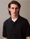 Calvin Klein Men's Linen Blend Classic Polo Shirt In Black