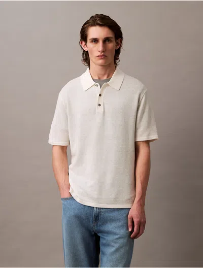 Calvin Klein Men's Linen Blend Classic Polo Shirt In Tofu