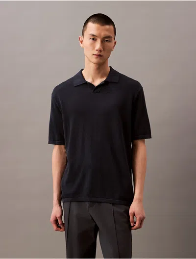 CALVIN KLEIN MEN'S LINEN BLEND POLO SHIRT