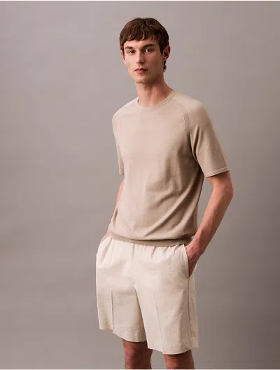 Calvin Klein Men's Linen Blend Short In Silver Birch