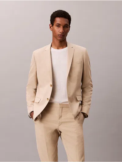 Calvin Klein Men's Linen Blend Slim Blazer In Neutral