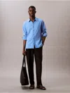 Calvin Klein Men's Linen Cotton Classic Button-down Shirt In Blue