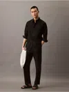 Calvin Klein Men's Linen Cotton Classic Button-down Shirt In Black