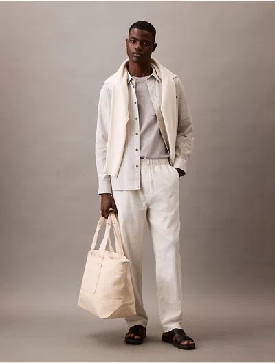 Calvin Klein Men's Linen Cotton Pull-on Pants In Gray