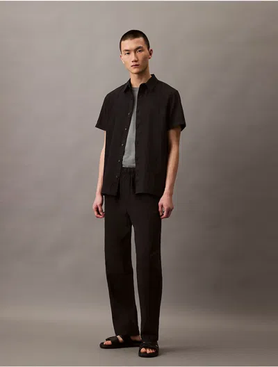 Calvin Klein Men's Linen Cotton Pull-on Pants In Black
