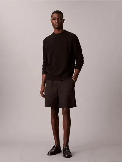 Calvin Klein Men's Linen Cotton Pull-on Shorts In Black