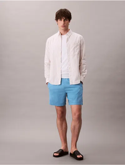 CALVIN KLEIN MEN'S LINEN COTTON PULL-ON SHORTS