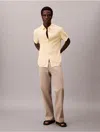 Calvin Klein Men's Linen Cotton Short Sleeve Classic Button-down Shirt In Yellow