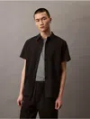 Calvin Klein Men's Linen Cotton Short Sleeve Classic Button-down Shirt In Black