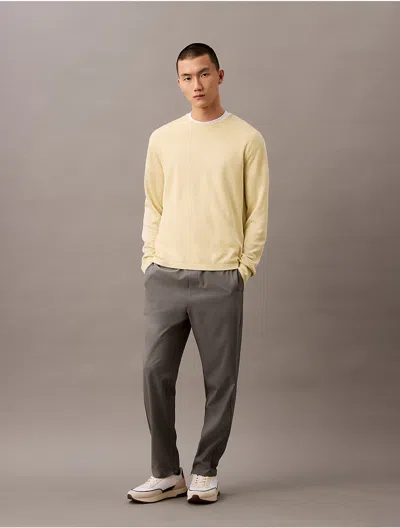 Calvin Klein Men's Linen Silk Blend Relaxed Sweater In Hay