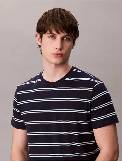 Calvin Klein Men's Liquid Touch Stripe Crewneck T-shirt In Blue