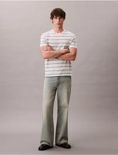 Calvin Klein Men's Liquid Touch Stripe Crewneck T-shirt In Gray
