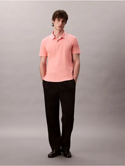 Calvin Klein Men's Liquid Touch Tipped Collar Polo Shirt In Pink