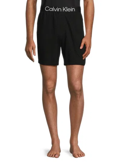 Calvin Klein Men's Logo Band French Terry Sleep Shorts In Black