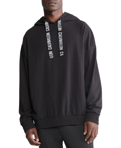 Calvin Klein Men's Logo Drawstring Hoodie In Black
