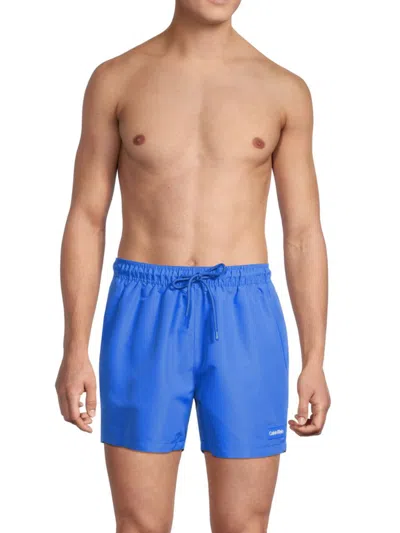 Calvin Klein Men's Logo Drawstring Swim Shorts In Blue