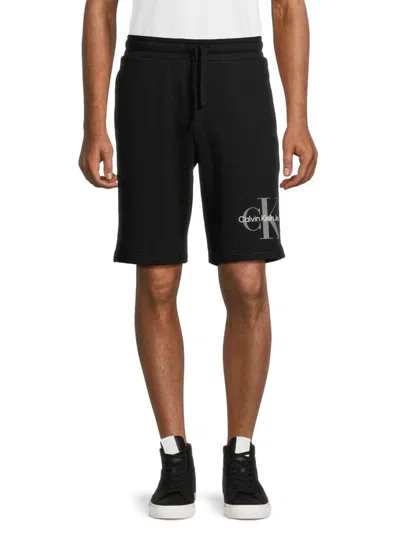 Calvin Klein Men's Logo Fleece Shorts In Black Beau