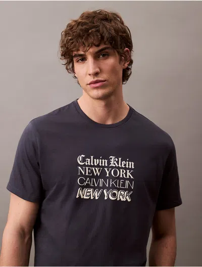 Calvin Klein Men's Logo Font Graphic Classic T-shirt In India Ink