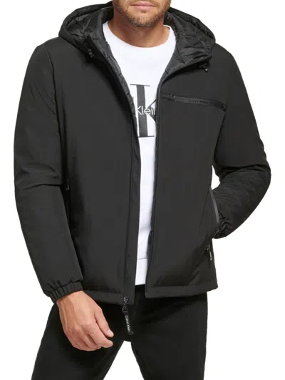 Calvin Klein Men's Logo Hooded Jacket In Black