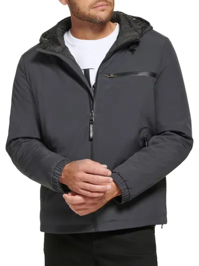 Calvin Klein Men's Logo Hooded Jacket In Iron