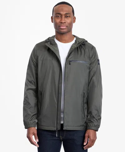 Calvin Klein Men's Logo Hooded Windbreaker In Gray