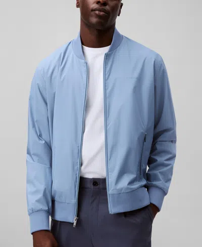 Calvin Klein Men's Logo-print Matte Bomber Jacket In Blue