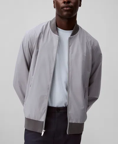 Calvin Klein Men's Logo-print Matte Bomber Jacket In Gray