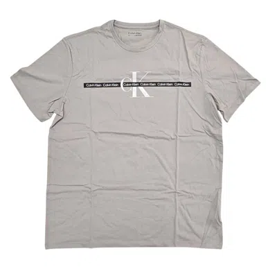 Calvin Klein Men's Logo Stripe T-shirt In Ash In Grey
