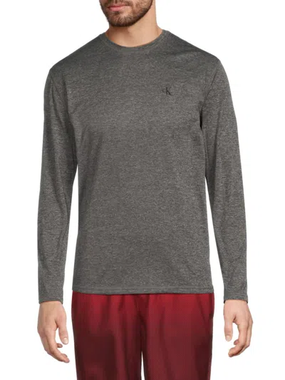 Calvin Klein Men's Long Sleeve Logo Rashguard In Grey Heather