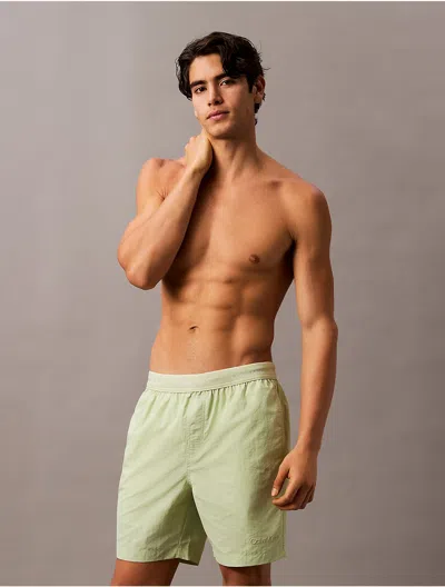 Calvin Klein Men's Logo Waistband Swim Shorts In Leafy Fun