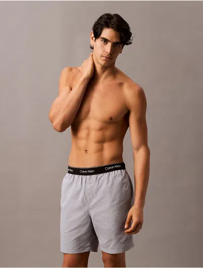 Calvin Klein Men's Logo Waistband Swim Shorts In Sleet