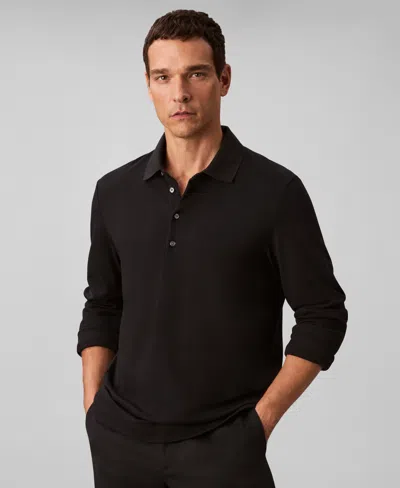 Calvin Klein Men's Long-sleeve Classic Fit Polo Shirt In Black