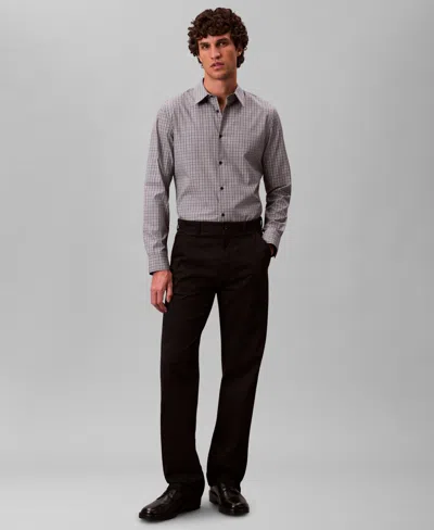 CALVIN KLEIN MEN'S LONG SLEEVE PLAID SHIRT