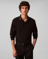 Calvin Klein Men's Long Sleeve Polo Shirt In Black