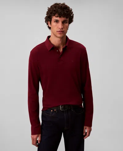 Calvin Klein Men's Long Sleeve Polo Shirt In Burgundy