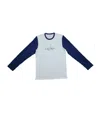 Calvin Klein Men's Long Sleeve Sleepwear Shirt In White/blue In Grey