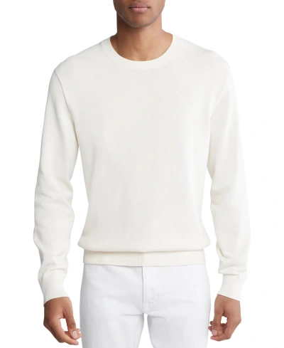 Calvin Klein Men's Long Sleeve Supima Cotton Crewneck Sweater In Egret