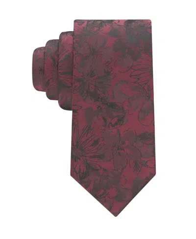 Calvin Klein Men's Maddison Botanical Tie In Burgundy